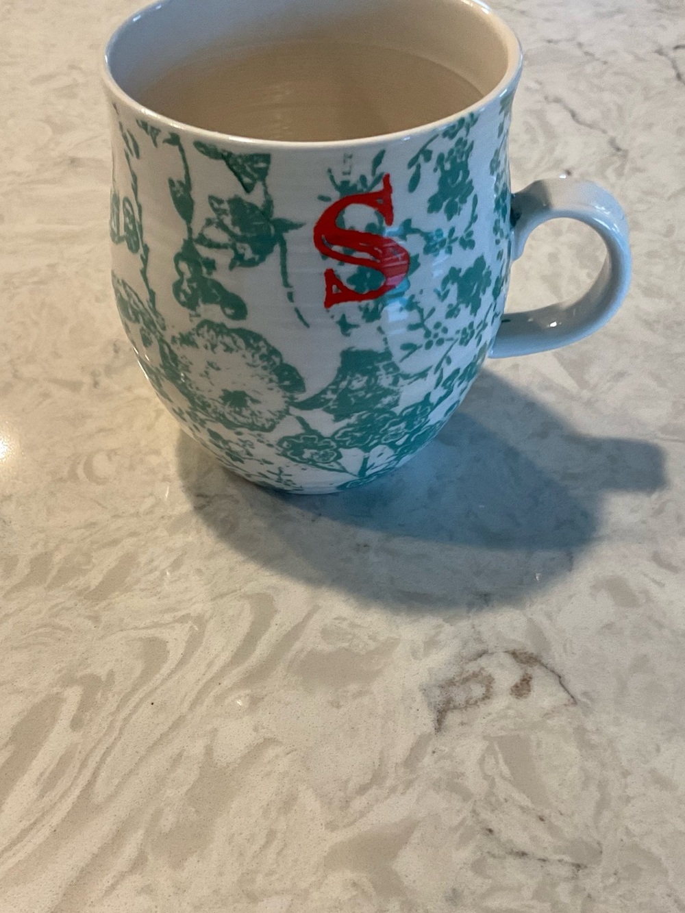 Anthropologie Homegrown Mug Monogram with Red Initial 'S'